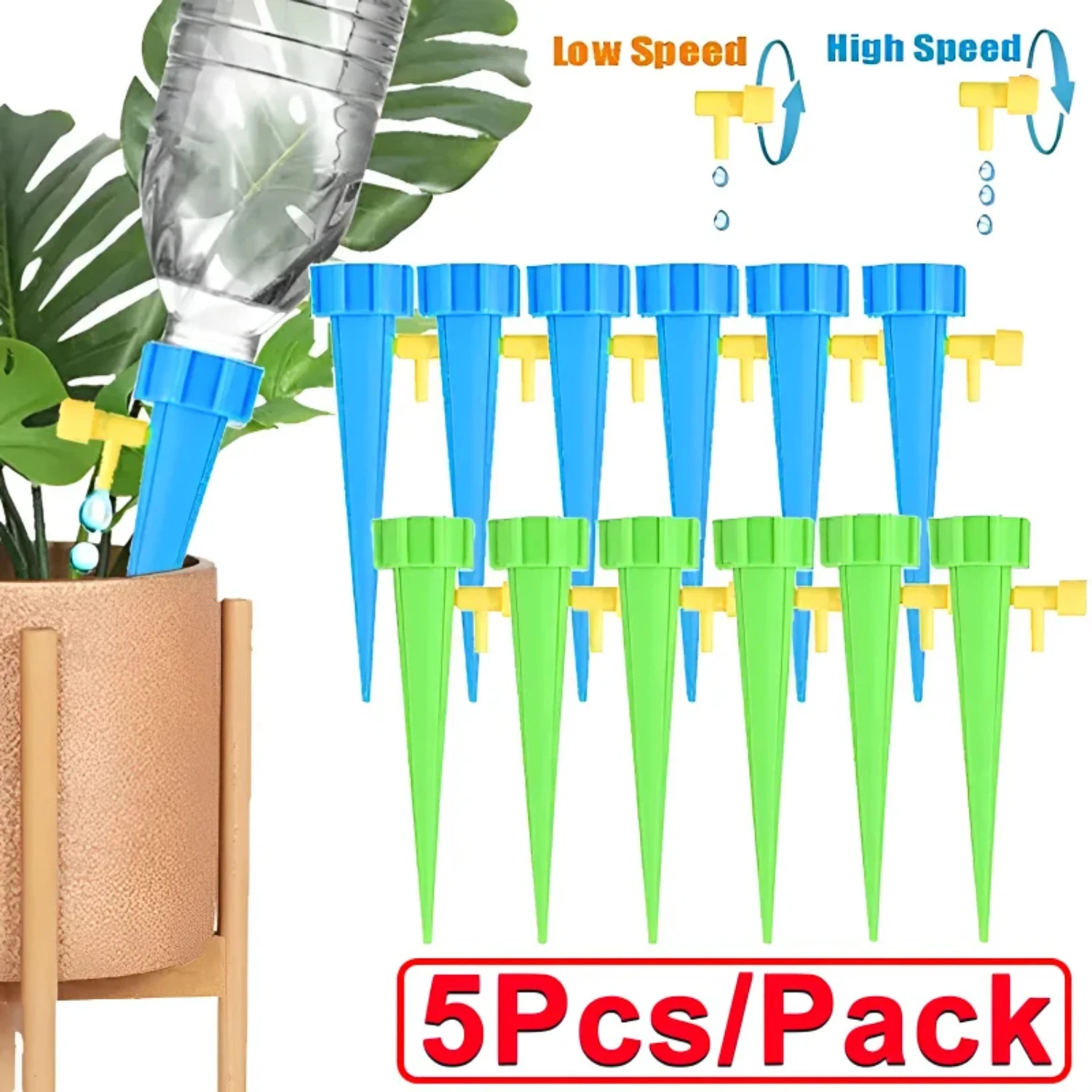 

5/1Pcs Automatic Watering Irrigation Spike Plant Flower Pot Drip Water Control Drip Cone Spike Waterer Bottle Irrigation System