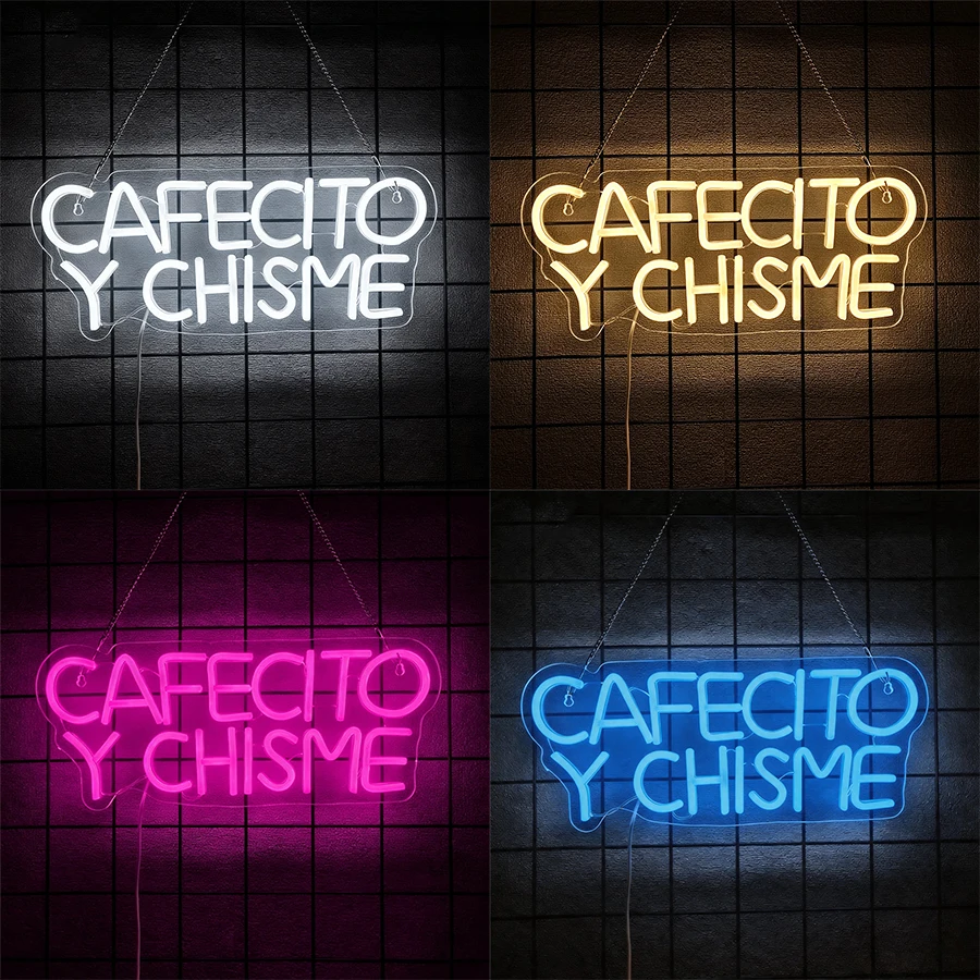 Cafecito Y Chisme Led Neon Sign, Used For Wall Decoration, Usb Lighting Powered, Coffee Shop, Restaurant, Shop Window Decor.