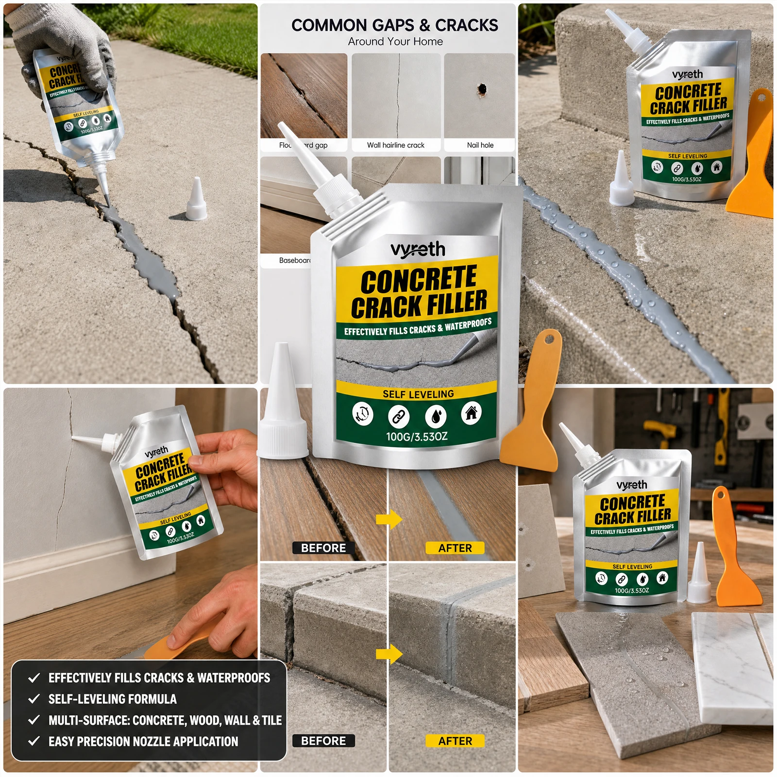 Multi‑Purpose Waterproof Sealant Gap Repair Adhesive for Furniture Floor Wall Flexible Crack Filler for Household Daily Repairs