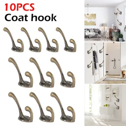 10/20Pc Coat Hooks Wall Mounted Heavy Duty Dual Coat Rack Bronze Vintage Clothes Hanger With Screws for Door Coat Hooks Bathroom