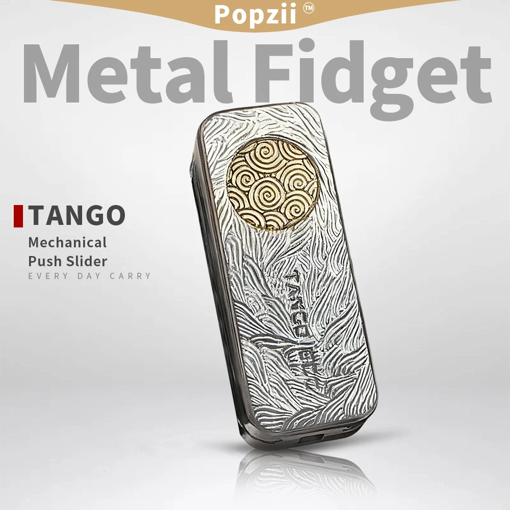 TANGO EDC Titanium Polishing Exquisite Carving Mechanical Push Slider Fidgeting toys Office Stress Relief Gadgets Anxiety Toys