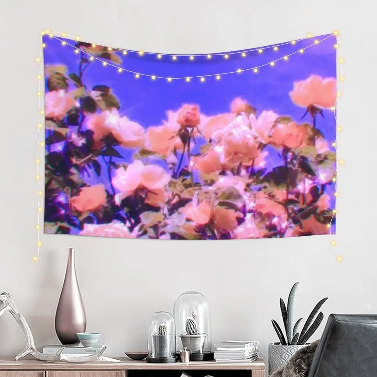 Daydreaming- Aesthetic pink glitter roses Tapestry Decorative Wall Bedroom Decor Aesthetic Home Decoration Accessories Tapestry