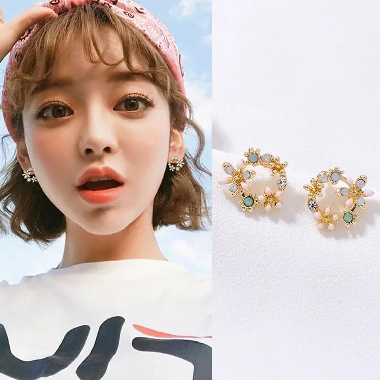 New Design Hot Sale Fashion Jewelry Simple Garland Shell Drop Oil Crystal Cute Earrings  earrings for women