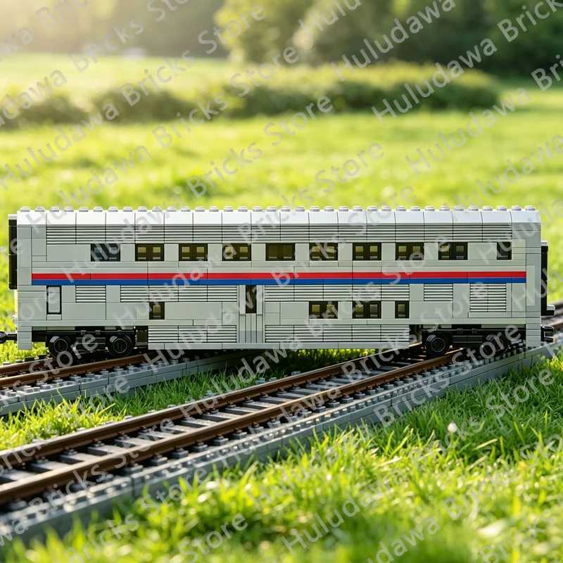 QWERT 456PCS Passenger Carriage Model MOC Building Bricks City Car Modular Technology Children Holiday Gifts Assemble Toys Suit