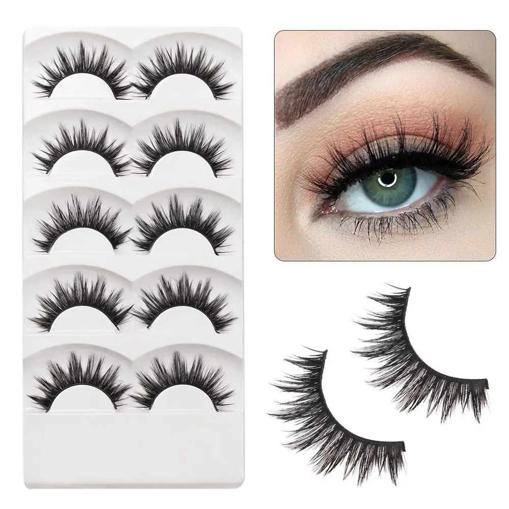 5 ペア美容ナチュラルクロス厚い黒つけまつげまつげエクステンション手作り