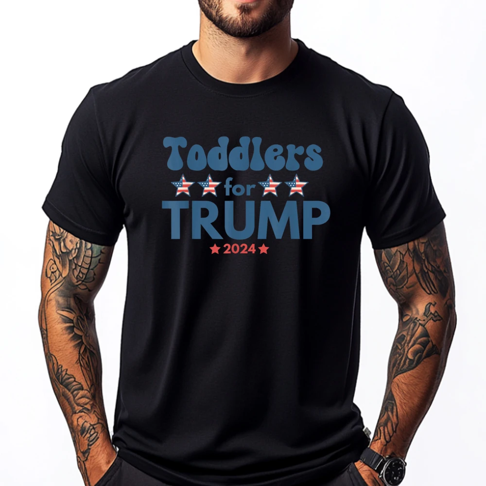 

Toddlers for Trump Kids Trump 2025 Funny Trump Kids Black Graphic Tees Student Comfortable Camisetas