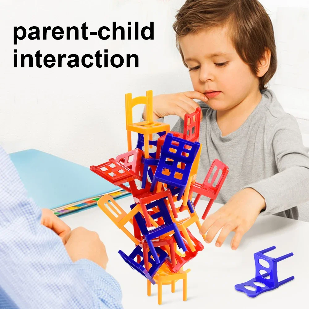 Fun Desktop Party Game Mini Stacking Chair Balanced Toys for Kids,Educational Toys Parent-Child Interactive Building Blocks Gift view 2