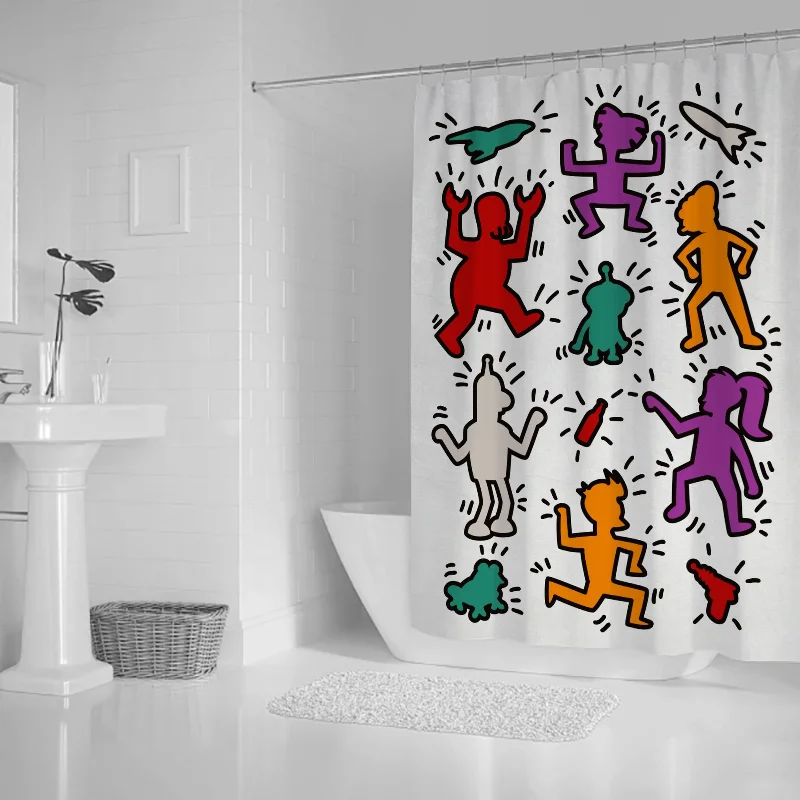 Keith Harings Bathroom Curtain for Shower Curtains for Bathroom Accessories Bath Bedrooms Waterproof the Home Fabric Shade