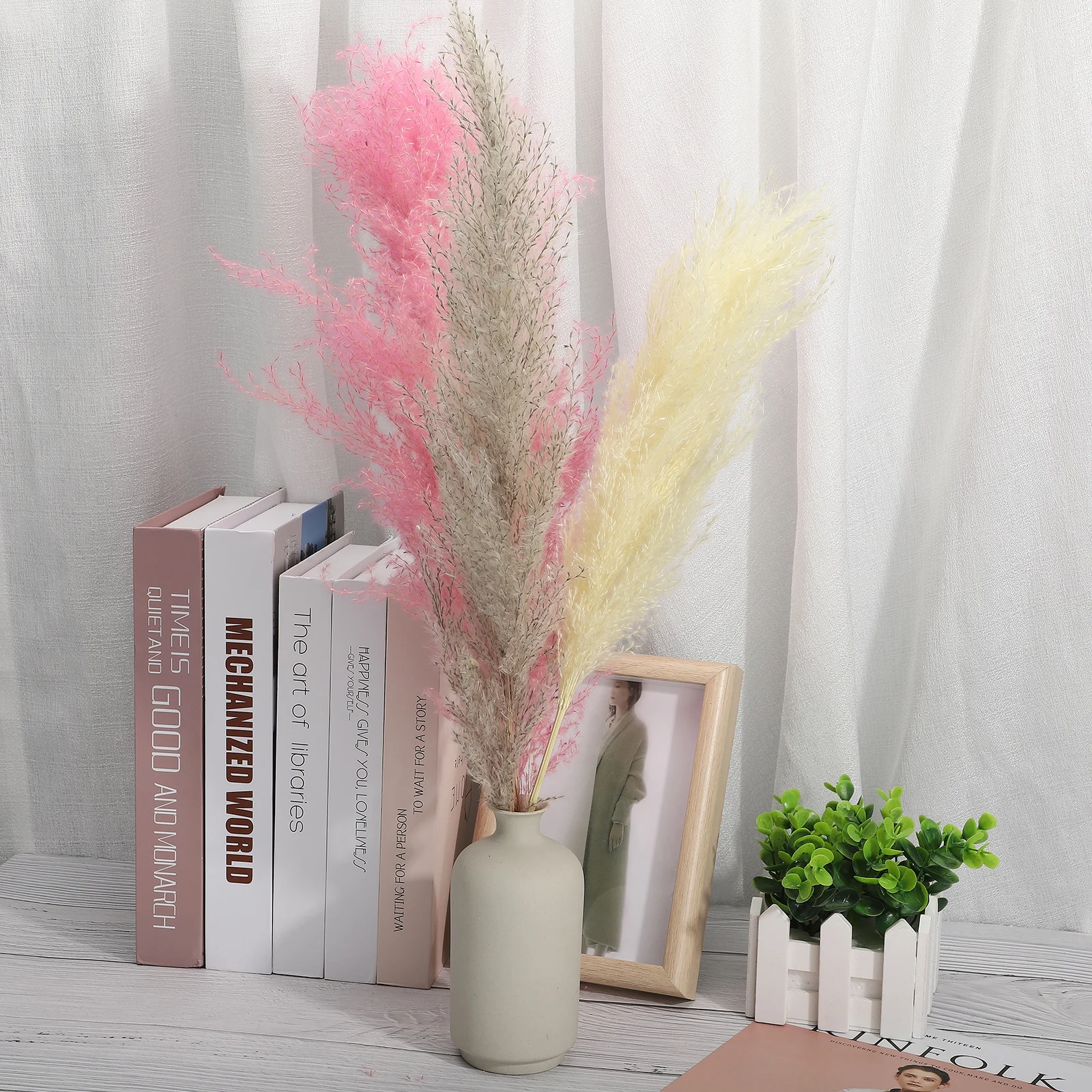 55cm Artificial Dried Pampas Reed Flowers Decoration Fake Reed for Wedding Party Home Desktop Decor