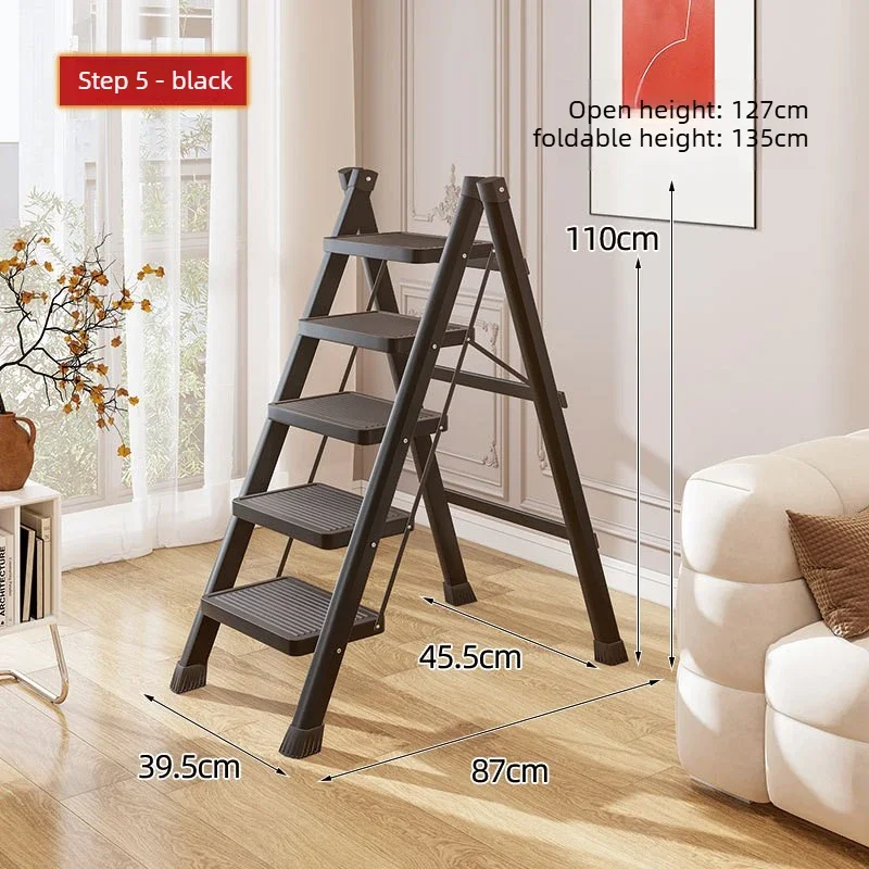 Simple household folding ladder, portable folding zigzag ladder, climbing ladder, multi-layer storage rack, flower pot rack
