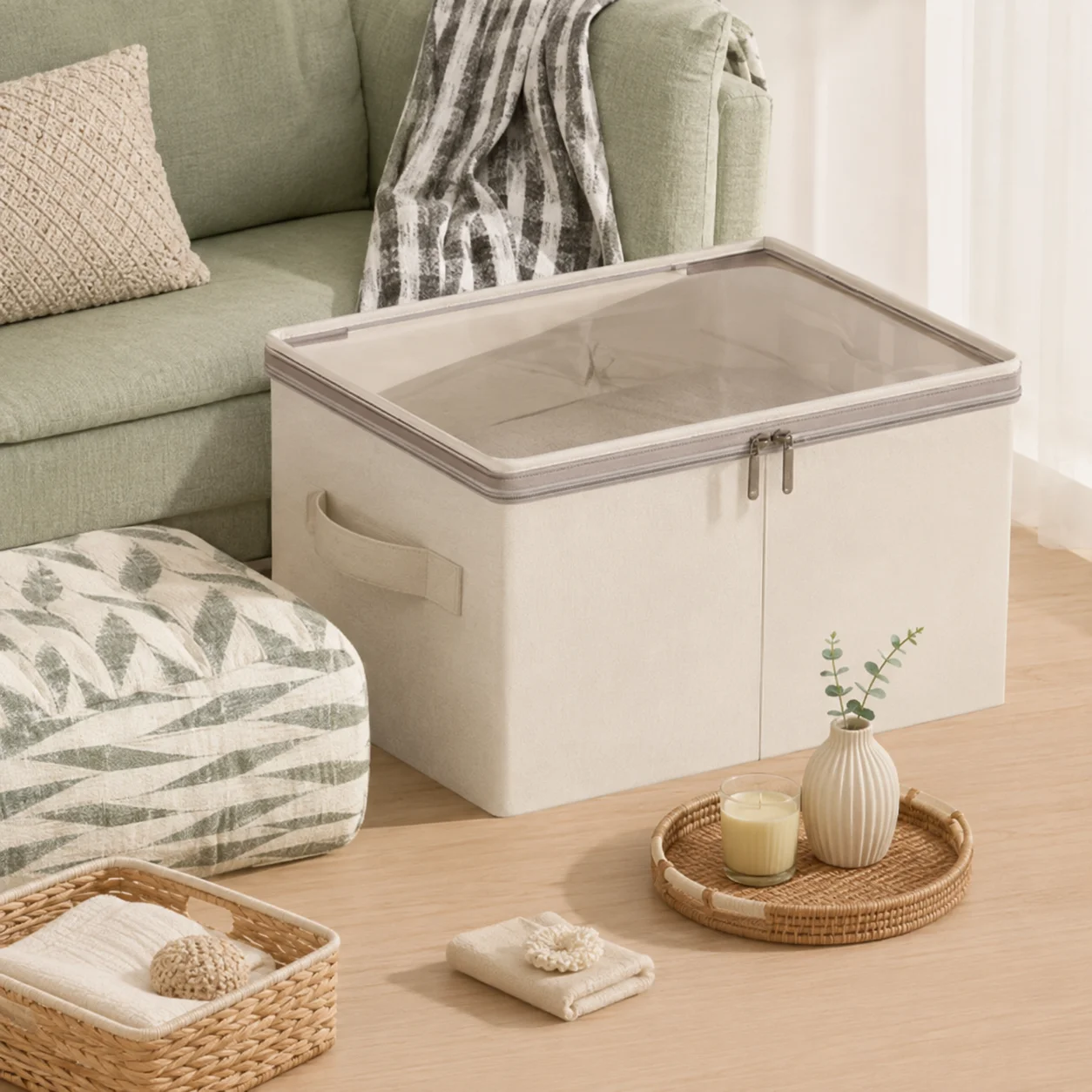 Foldable Large Capacity Wardrobe Storage Box With Lid For Quilt Down Jacket Bedroom Clothes Organizer