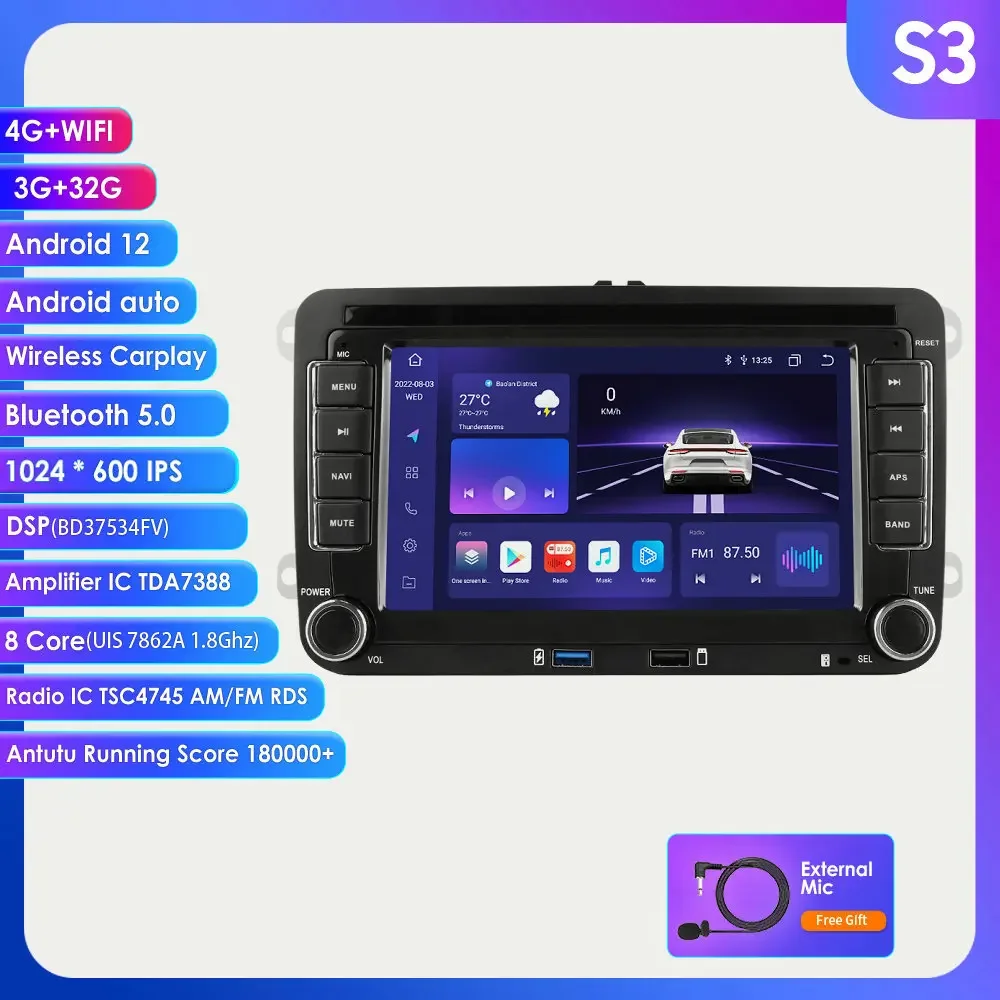 S5 Android Auto Multimedia Radio Voor Volkswagen Caddy Amarok Scirocco Golf 5 6 Polo Passat B6 Touran Jetta Carplay Stereo speler