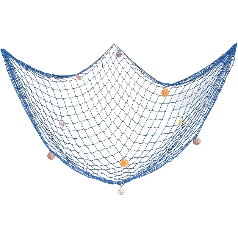 1PC 79 x 40 Inches Decorative Fishing Net Wall Decor with Seashells Beach Theme Decor for Party Home Bedroom Mediterranean Style