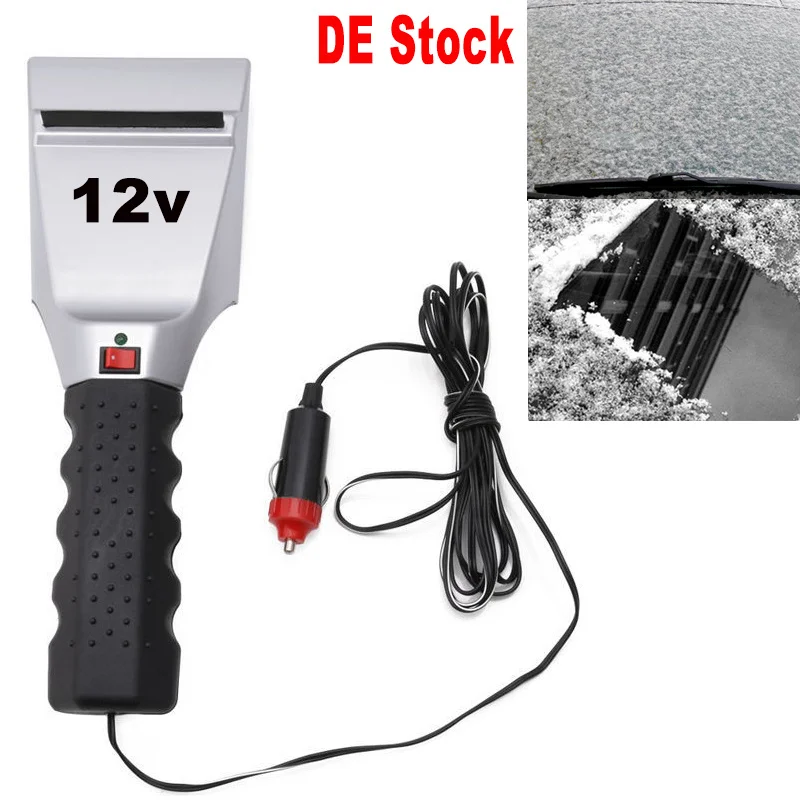 

12 В электрический скребок для снега и льда с подогревом, противоскользящая ручка, быстрая размораживание лобового стекла автомобиля, сверхмощная лопата для удаления снега, инструмент