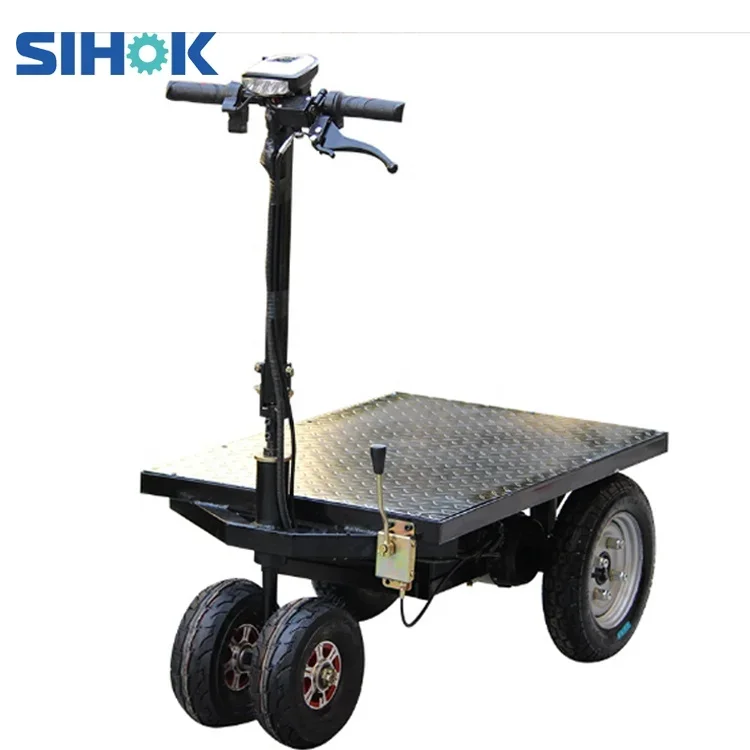 Best Price 4 Wheels Folding Platform Truck Battery Power Electric Trolley Carrier / Electric Heavy  Transport Truck