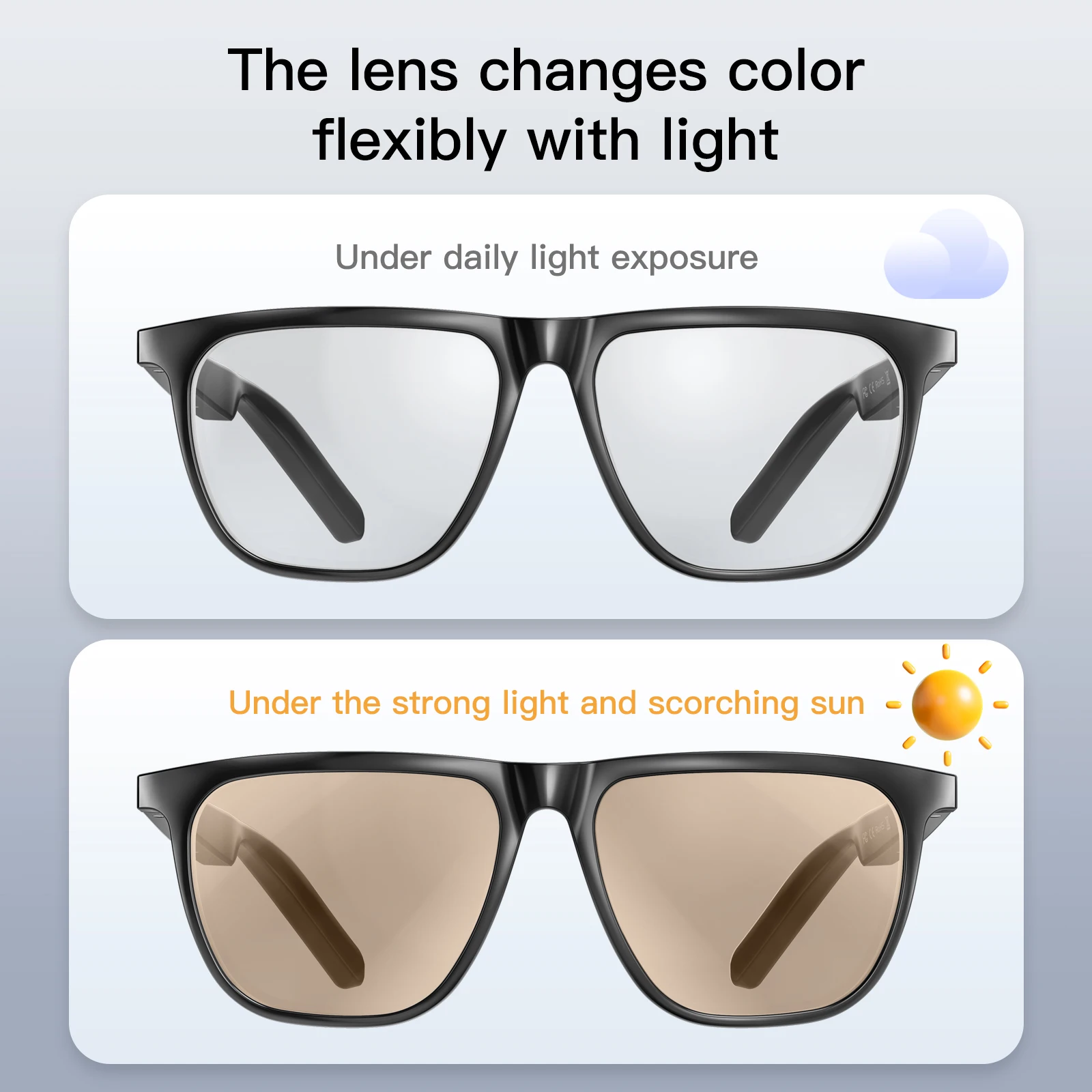 Smart Glasses Bluetooth Calling Color-changing Touch Control AI Voice Assistant Headphones Bluetooth Sunglasses Men Women Gifts