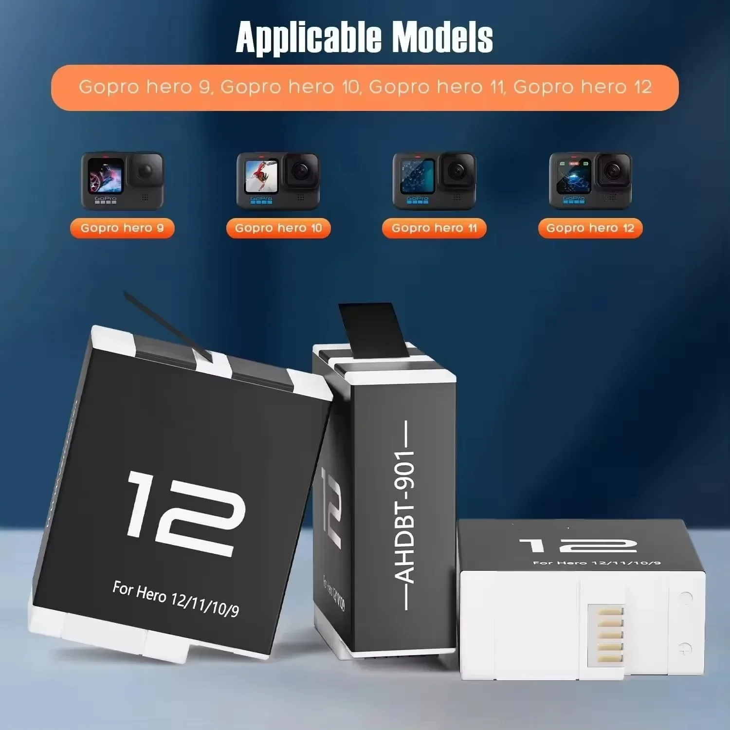 

Battery For GoPro Hero 12 11 10 9 Motion Camera 1800mAh Rechargeable Battery 3 Slots LED Light Charger Storage Box For GoPro