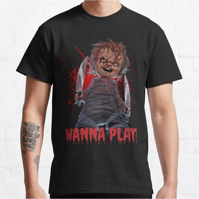 Chucky Child's Play Graphic T-Shirt Killer Doll Unisex Tee 0126 Cotton Short Sleeve Cult Slasher Horror Halloween Casual Tops