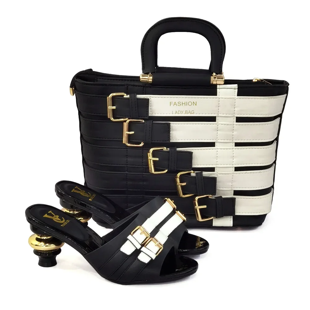 Latest Design Nigerian Women Shoes and Bag Set Plus Size Women Shoes 43 Ladies Dress Shoes and Bag for Party Wedding