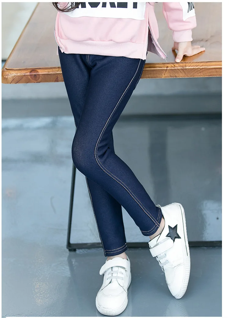 4-11T winter children kids girls thick velvet warm snow wear pencil Imitation jeans