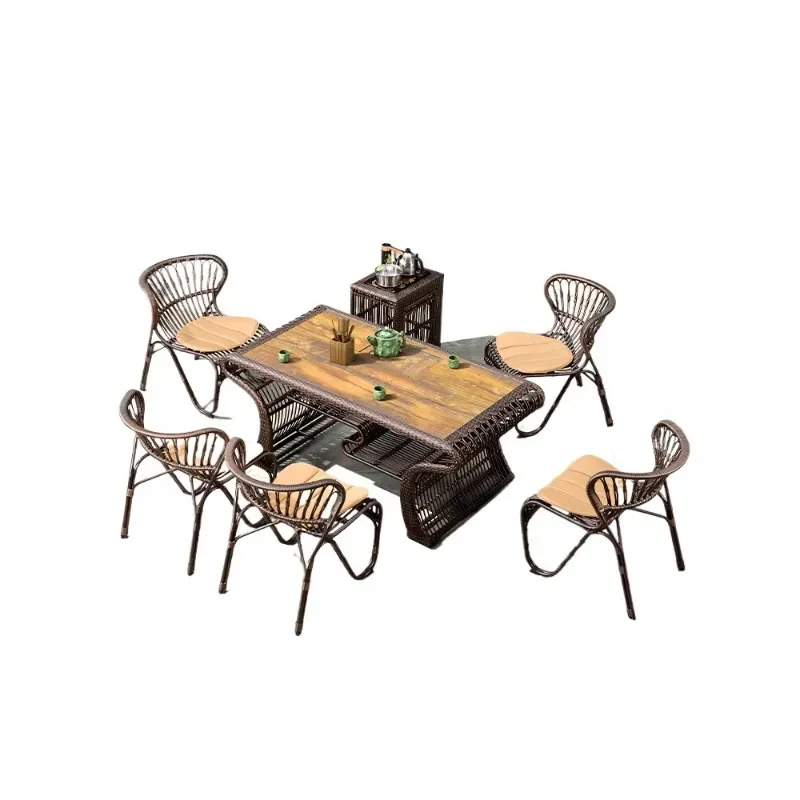 

Garden tea table and chair combination, yard terrace tea dining table outdoor tea garden sun room