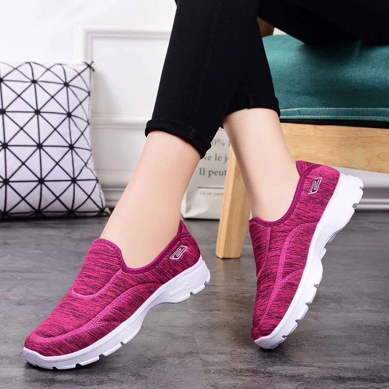 2025 Women's Gym Vulcanized Shoes Pink Women's Casual Shoes Fashionable Breathable Mesh Flat Bottom Hiking Shoes Plus Size 36-43