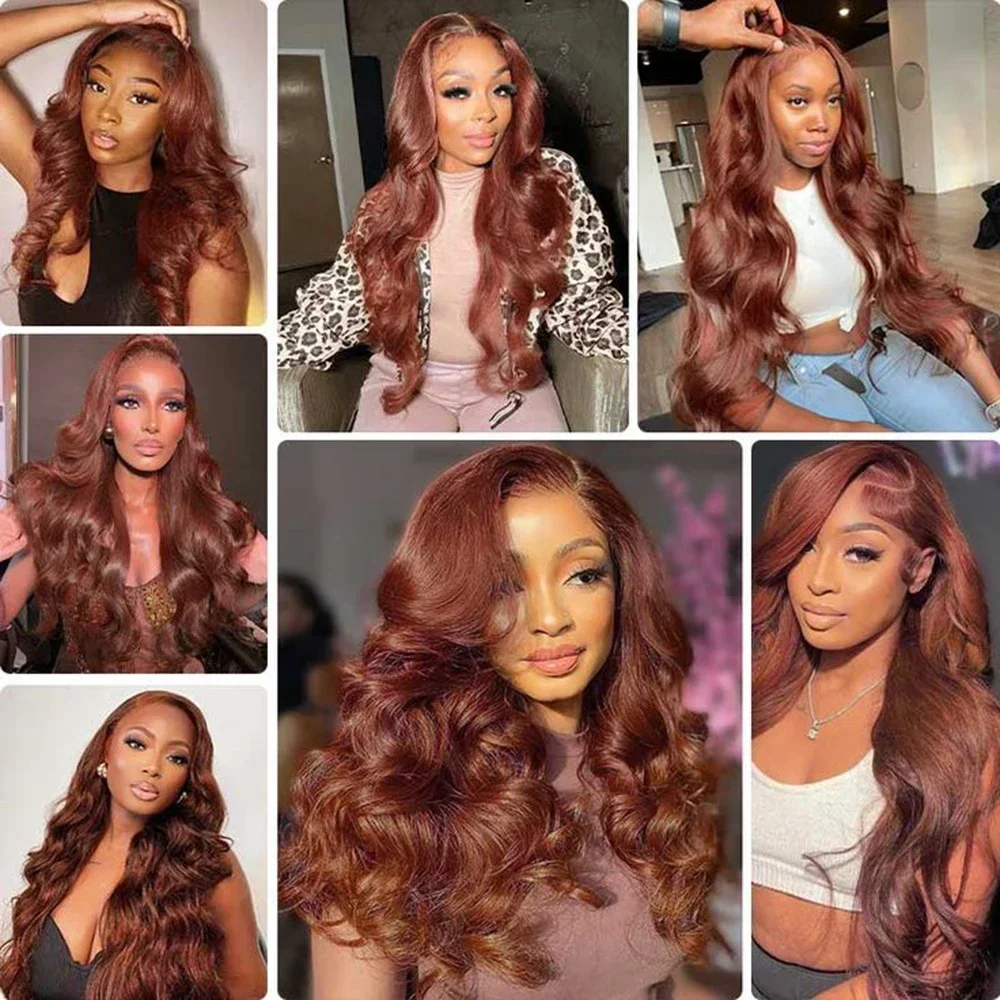 Reddish Brown Lace Wigs For Women Synthetic Lace Front Wigs Omber Red Lace Frontal Wig Pre Plucked Hairline With Baby Hair