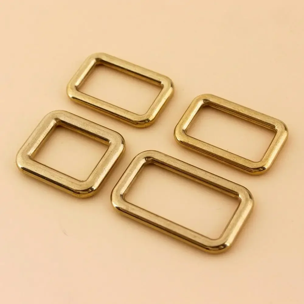 Solid brass square ring buckles cast seamless rectangle rings leather craft bag strap buckle garment belt luggage purse DIY