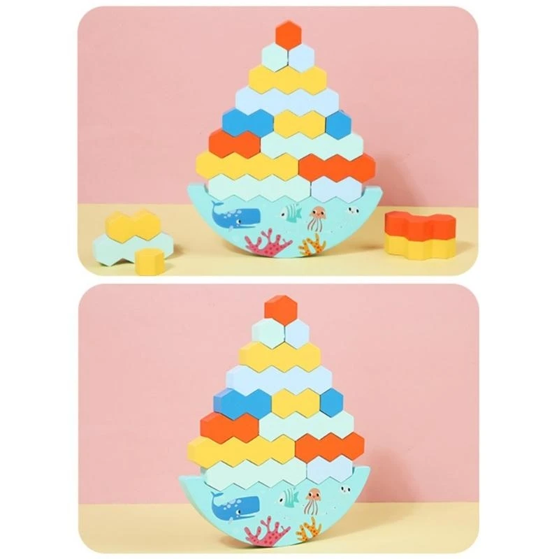 

Wooden Stacker Puzzle Educational Balancing Activities Toy for 3 + Years 15UB