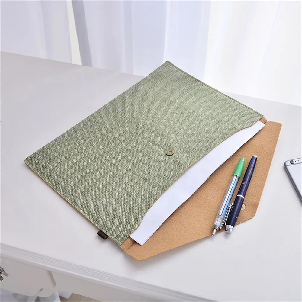 Simple Stationery Cases Document Bag Imitation Linen Canvas School File Folders Folders Organizers File Bags File Envelopes