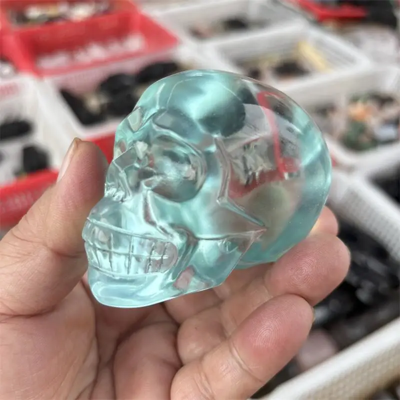 Natural Opal Skull Carving Gemstone Carved Reiki Healing Gift Crafts Feng Shui Home Decoration Stone Statues 1pcs