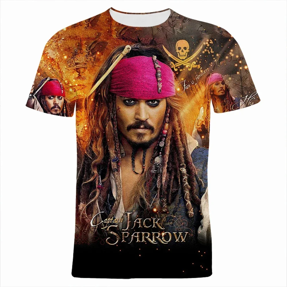 Jack Men T-shirt Disney Boy Girl T-shirt 3D Print Oversized Short Sleeve Pirates Caribbean Men's T-shirt Fashion Men Clothing