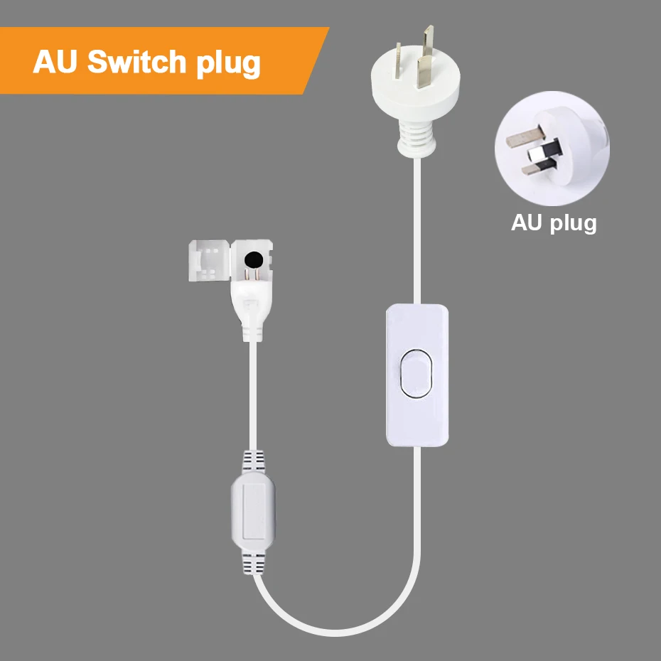 AU EU Power Switch Plug For 220V COB LED Strip Light 288Leds/m 10mm Width Connector Power Supply Plug With ON OFF Switch Cable view 2
