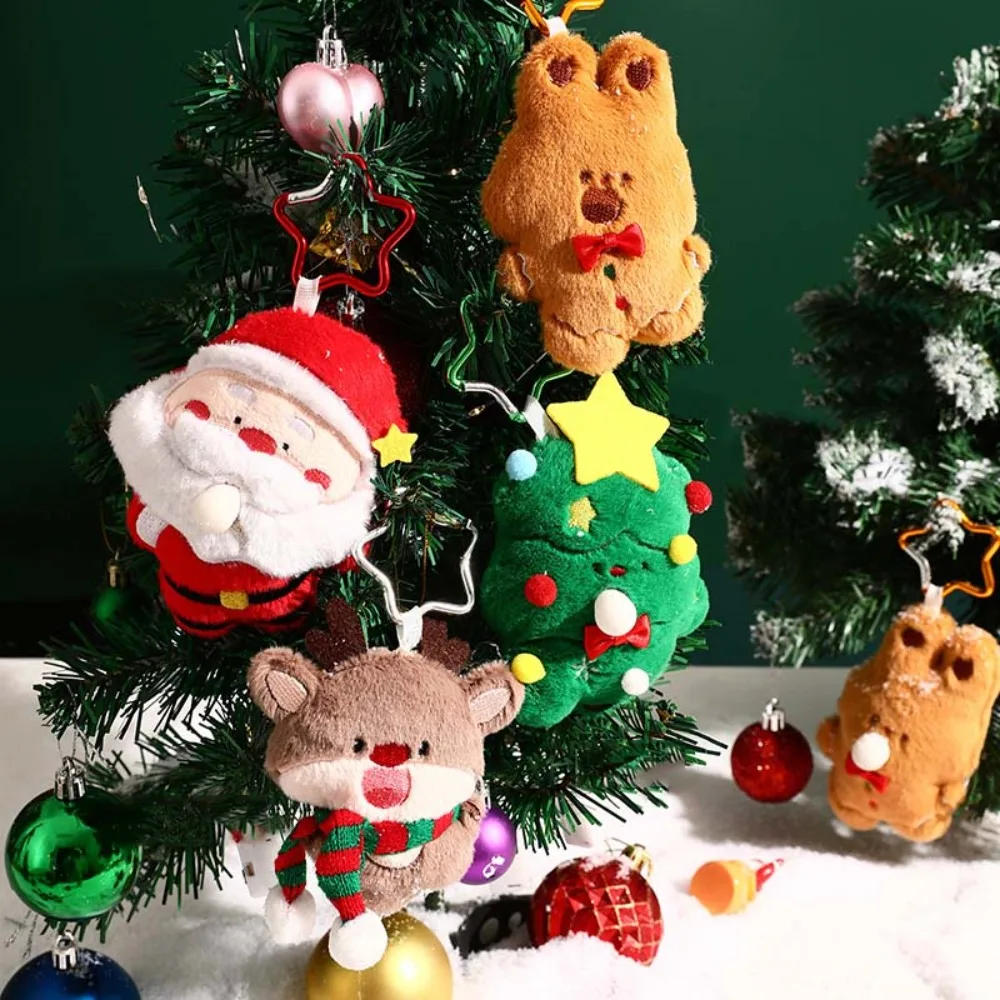 Cartoon Plush Santa Claus Snowman Christmas Tree Key Ring Creative Spitting Bubble Doll Pendant Keychain Christmas Gifts