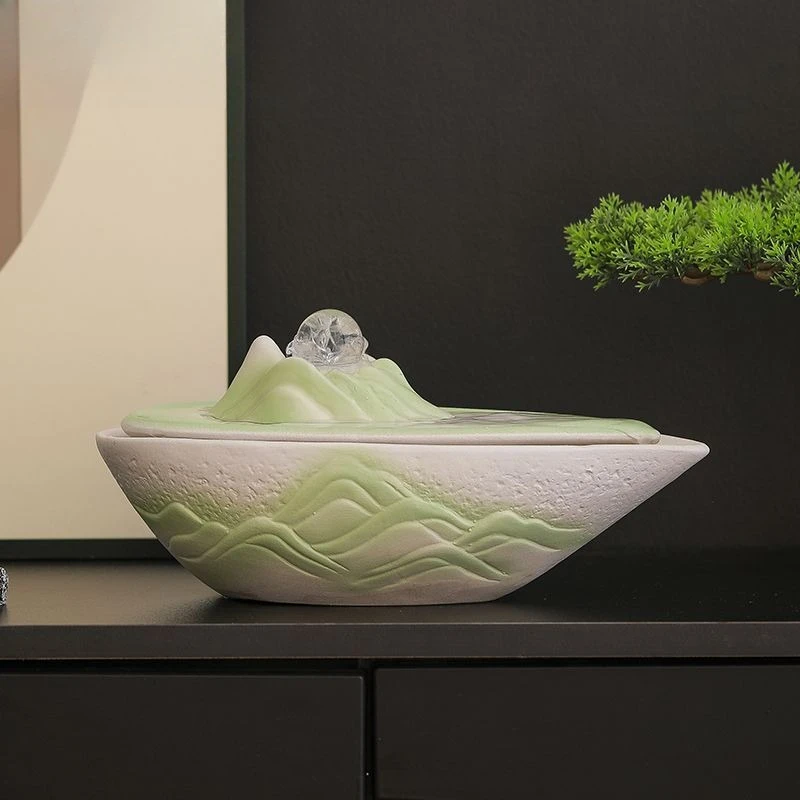 landscape circulating water ornament living room, entrance feng shui wheel office desktop lucky fountain housewarming gift
