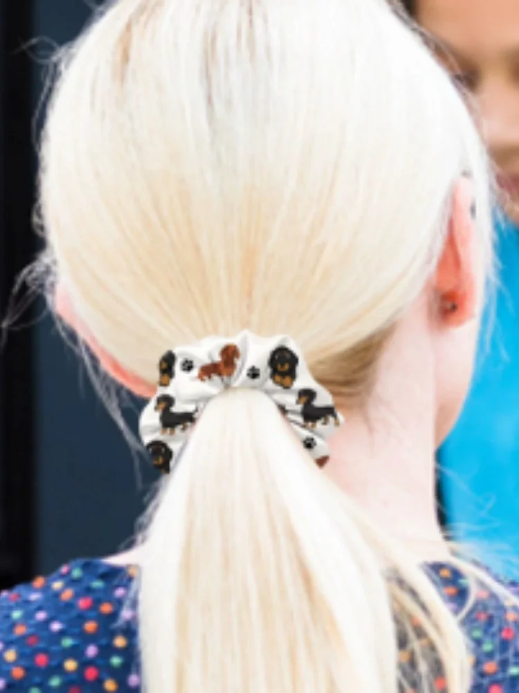 Décoration de cheveux mignonne, anneau de cheveux durable à haute élasticité, motif de chiot teckel, corde à cheveux pour femmes