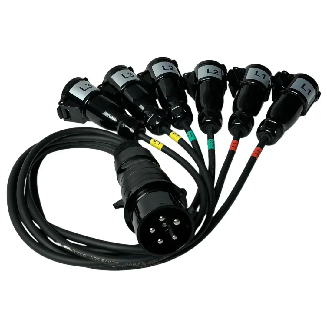 

1 метр, 32 А, 5-контактный штекерный кабель питания, разветвитель от 1 до 6 — проволока с открытым концом и свиньи для освещения лучей и сценического освещения