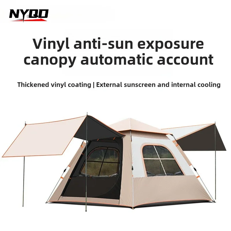 Outdoor Fully Automatic Quick-opening Two-in-one Canopy Vinyl Tent Double Doors and Double Windows 5-8 People Camping Tent