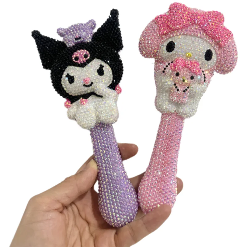 

Kawaii Sanrioed Anime Hello Kittys Kuromi My Melody Handmade DIY Shiny Rhinestones Portable Massage Comb Christmas Birthday Gift