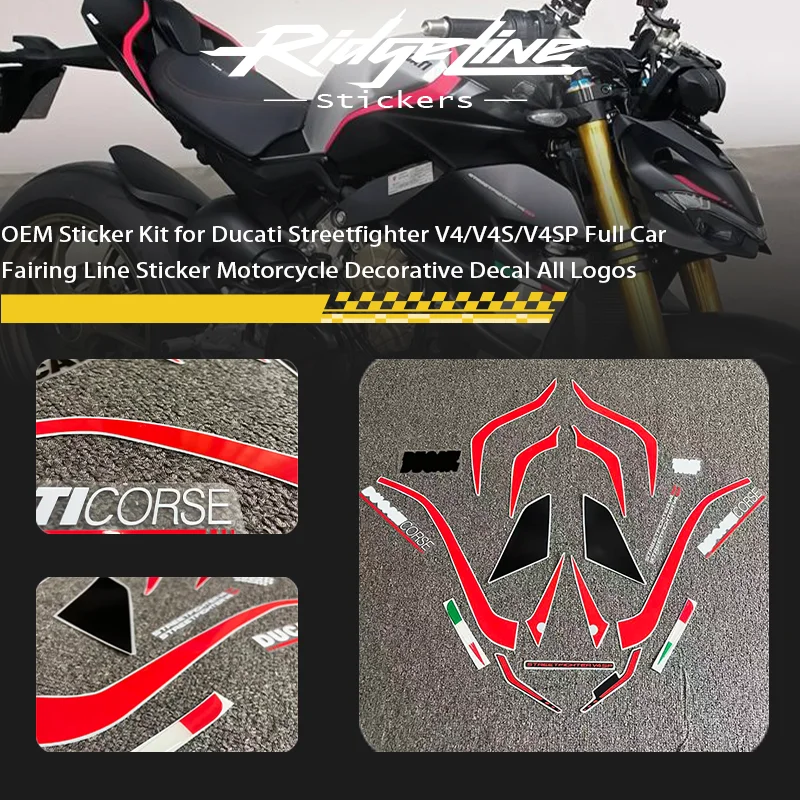 

OEM Sticker Kit for Ducati Streetfighter V4/V4S/V4SP Full Car Fairing Line Sticker Motorcycle Decorative Decal All Logos