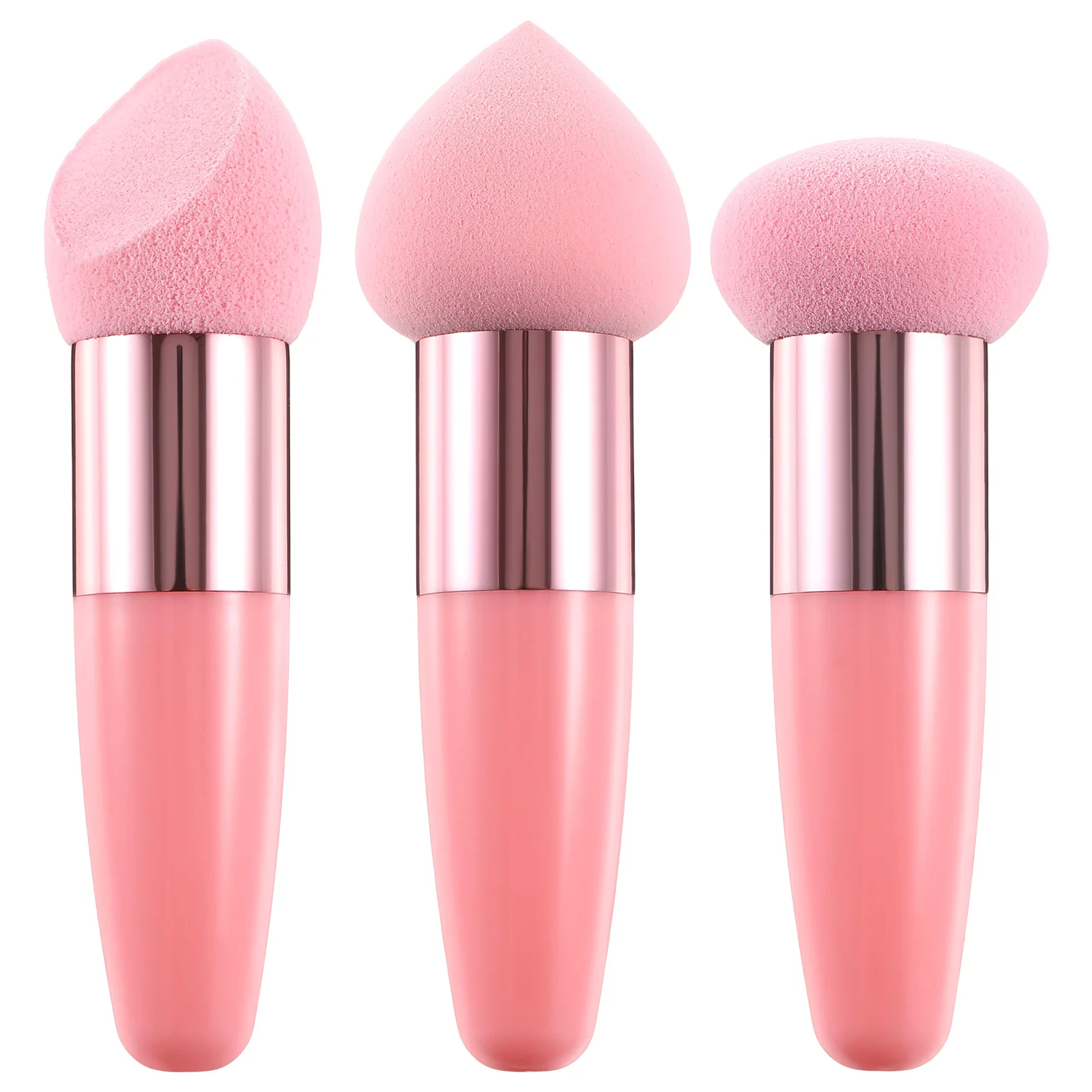 3 Pcs Beauty Pen Set Foundation Sponge Brush Make up Sponges Blending Makeup Tools with Handle for Make-up