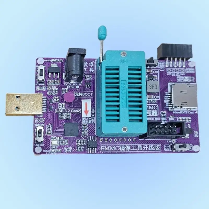 R53C EMMC Imaging Device Featuring USB3.0 Adapter 809H Holder for Efficient Chip Programming and Backup
