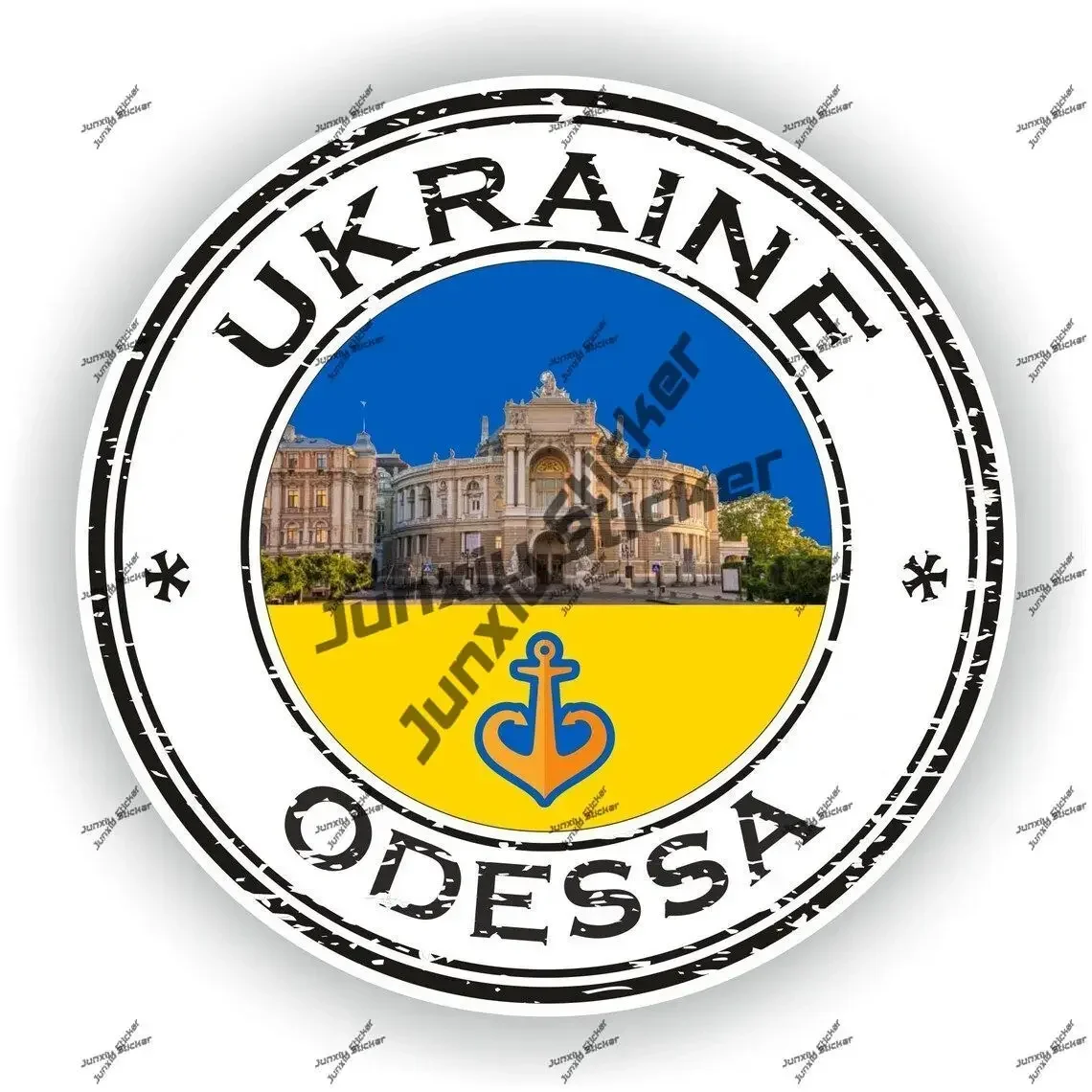 Ukraine Odessa Seal Sticker Round Sticker Coat of Arms of Ukraine Flag Map Decal Decoration for Car Bumper Bodywork SUV Phone