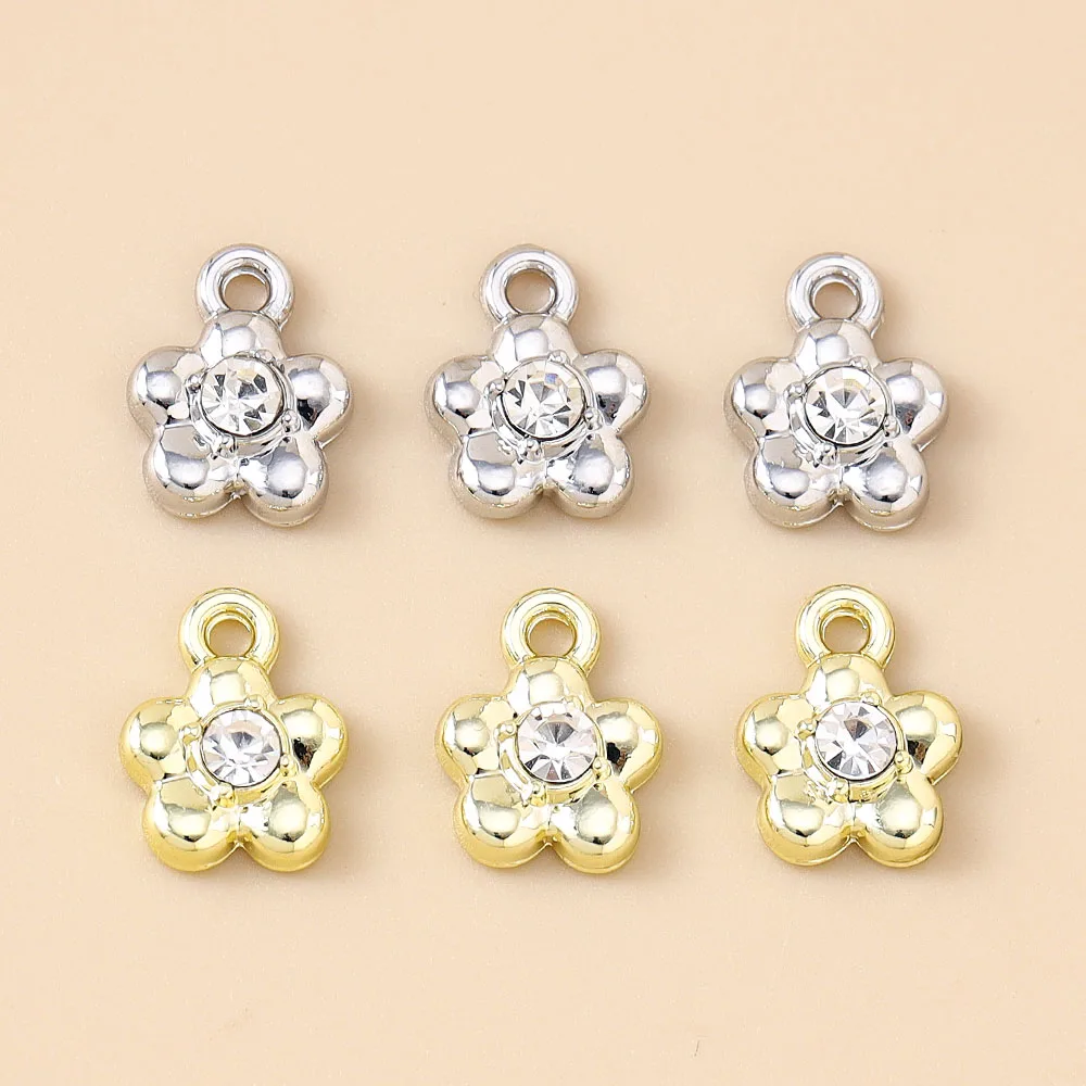 

Leslie 10pcs Crystal CZ Flowers Charms for Fashion Jewelry Making Necklace Pendant Earring Bracelet Diy Accessories Supplies