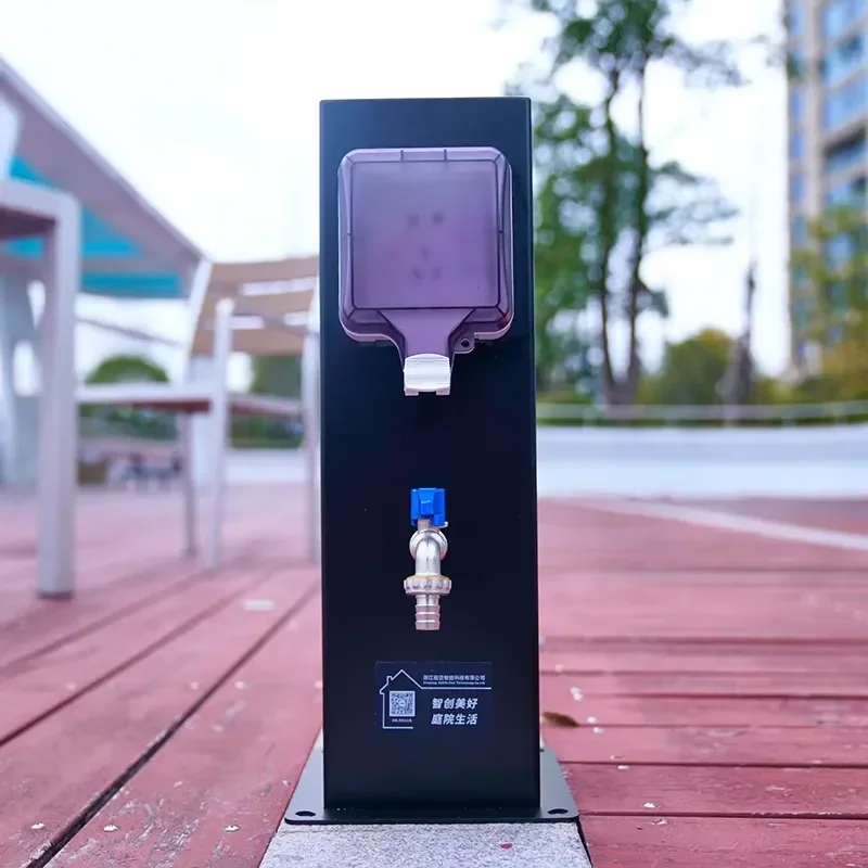 Weatherproof Garden Power Column - Stainless Steel Water and Electric Column with Integrated Socket