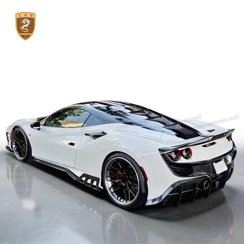 for Ferrari F8 Tributo Spider 2019-2023 Real Carbon Fiber Body Kit KY Style Front Lip Canards Side Skirts Rear Diffuser Spoiler