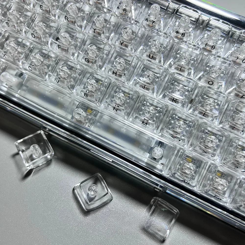 Transparent Crystal Keycaps CBSA PC Engraved/unengraved/side-engraved 132 Keys for MX Mechanical Keyboards.