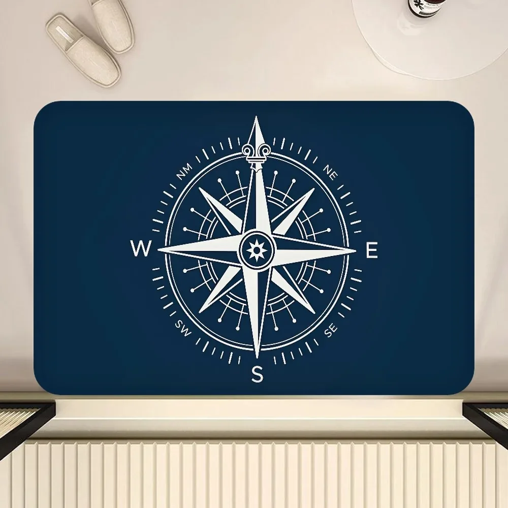 Nautical Compass Hallway Carpet Washable Non-Slip Living Room Sofa Chairs Area Mat Kitchen Doormat Area Rug Welcome Mat