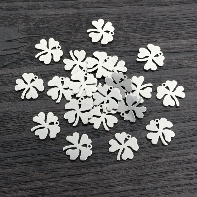 

30pcs 12x12mm No Fade Clover Charms 316 Stainless Steel Charm Craft pendant Jewelry Making Accessories DIY for necklace bracelet