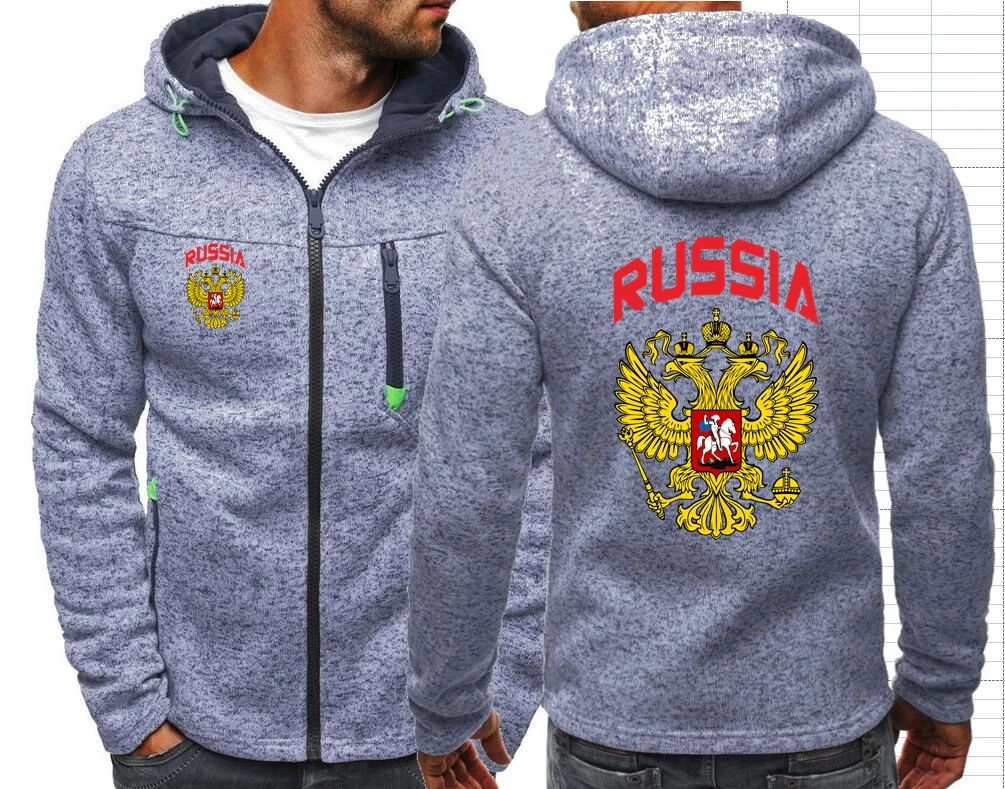 CCCP Emblem Russia Flag Men\'s Hoodies Russian Federation Jacquard Hoodie Jackets Men Hooded Zipper Sweatshirt For Male Hoody